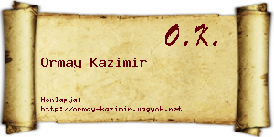 Ormay Kazimir névjegykártya